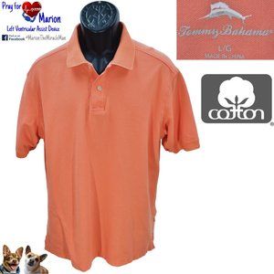 Tommy Bahama Large Marlin Around Orange Short Sleeve 100% Cotton Knit Polo